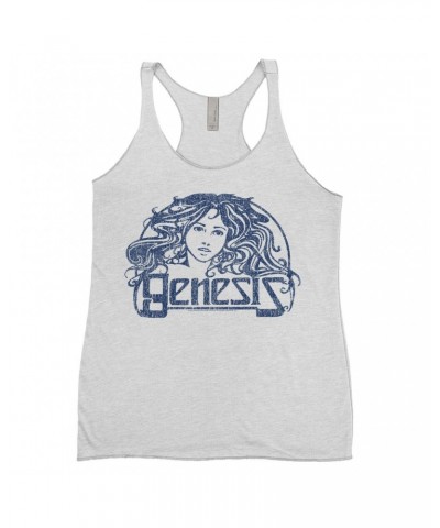 Genesis Ladies' Tank Top | Navy Vintage Art Nouveau Logo Distressed Shirt $10.42 Shirts