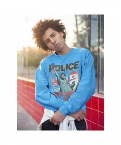 The Police Bright Colored Sweatshirt | North America 1983 Colorful Concert Promotion Distressed Sweatshirt $12.23 Sweatshirts