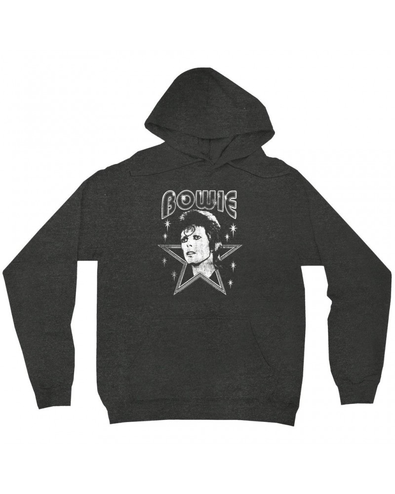 David Bowie Hoodie | White Vintage Retro Star Image Distressed Hoodie $13.18 Sweatshirts