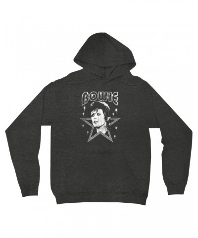 David Bowie Hoodie | White Vintage Retro Star Image Distressed Hoodie $13.18 Sweatshirts