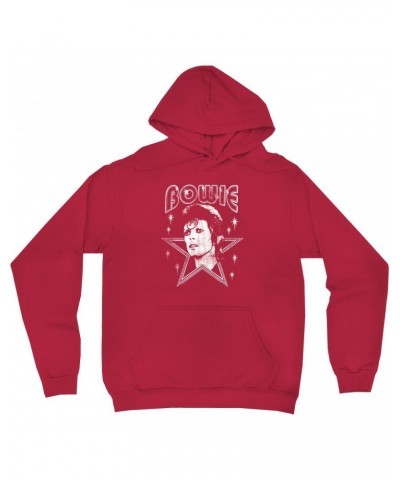 David Bowie Hoodie | White Vintage Retro Star Image Distressed Hoodie $13.18 Sweatshirts