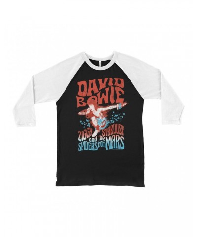 David Bowie 3/4 Sleeve Baseball Tee | Red White Blue Ziggy Stardust And The Spiders From Mars Shirt $14.38 Shirts