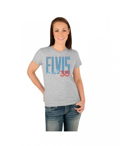 Elvis Presley 35th Anniversary Blue Block Ladies T-Shirt $1.74 Shirts