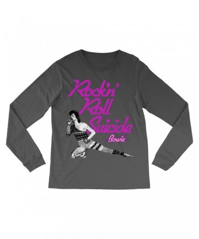 David Bowie Long Sleeve Shirt | Rock N' Roll Suicide Distressed Shirt $13.48 Shirts