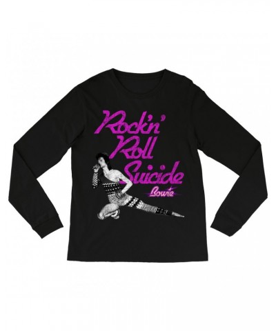 David Bowie Long Sleeve Shirt | Rock N' Roll Suicide Distressed Shirt $13.48 Shirts