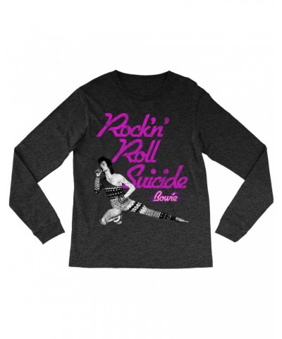 David Bowie Long Sleeve Shirt | Rock N' Roll Suicide Distressed Shirt $13.48 Shirts