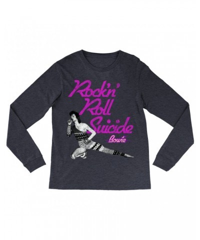 David Bowie Long Sleeve Shirt | Rock N' Roll Suicide Distressed Shirt $13.48 Shirts