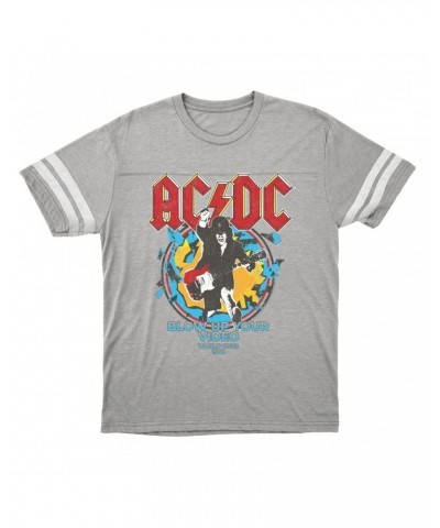 AC/DC T-Shirt | Blow Up Your Video World Tour 1988 Distressed Football Shirt $11.53 Shirts