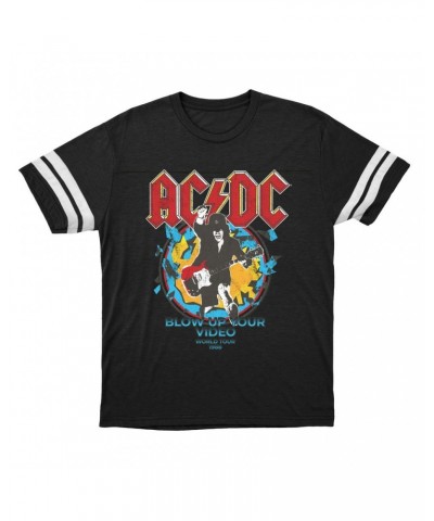 AC/DC T-Shirt | Blow Up Your Video World Tour 1988 Distressed Football Shirt $11.53 Shirts