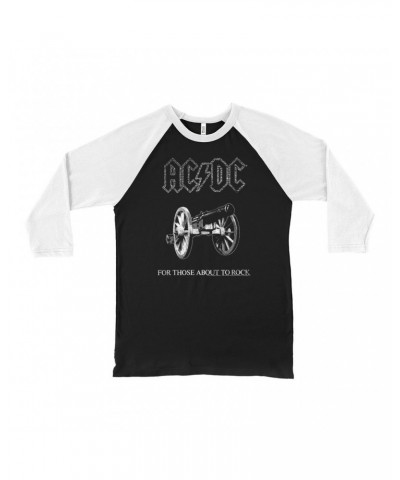 AC/DC 3/4 Sleeve Baseball Tee | For Those About To Rock Black And White Image Shirt $10.48 Shirts