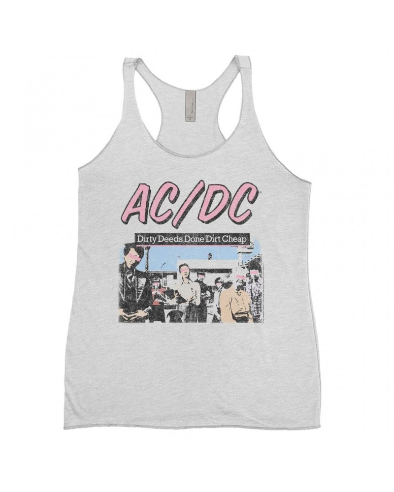 AC/DC Ladies' Tank Top | Dirty Deeds Done Dirt Cheap Pink Design Distressed Shirt $8.69 Shirts