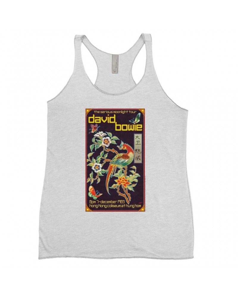 David Bowie Ladies' Tank Top | The Serious Moonlight Tour Hung Hom Hong Kong Coliseum Shirt $13.61 Shirts