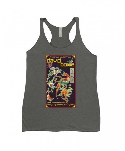 David Bowie Ladies' Tank Top | The Serious Moonlight Tour Hung Hom Hong Kong Coliseum Shirt $13.61 Shirts