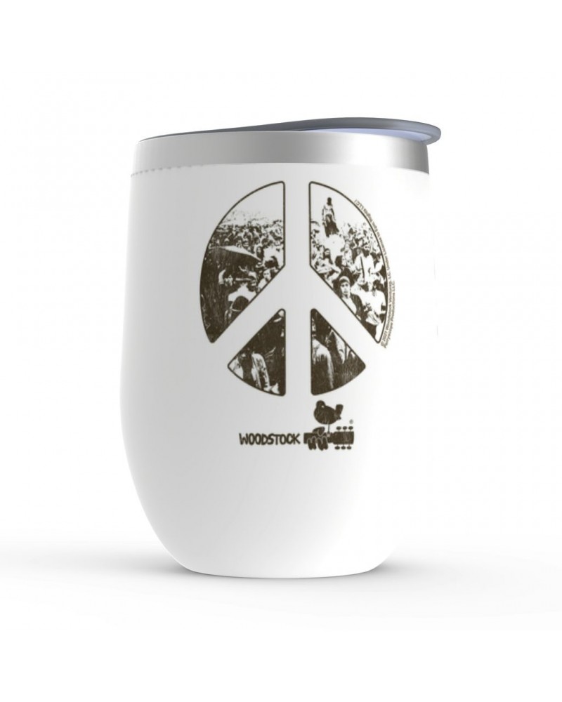 Woodstock Wine Tumbler | Crowd Photo Peace Sign Stemless Wine Tumbler $8.03 Drinkware