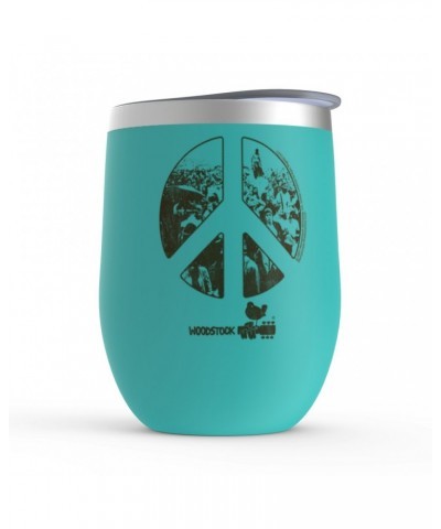 Woodstock Wine Tumbler | Crowd Photo Peace Sign Stemless Wine Tumbler $8.03 Drinkware