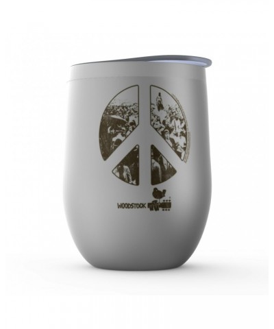 Woodstock Wine Tumbler | Crowd Photo Peace Sign Stemless Wine Tumbler $8.03 Drinkware