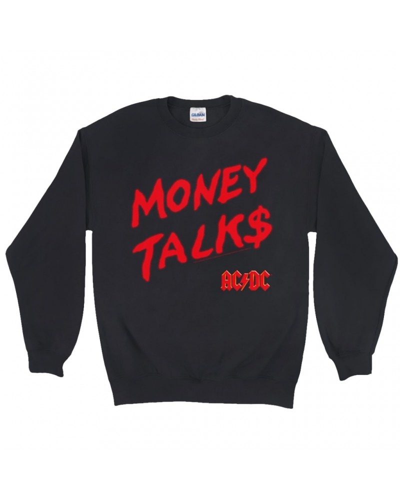 AC/DC Sweatshirt | Money Talks Spray Paint Image Sweatshirt $11.88 Sweatshirts