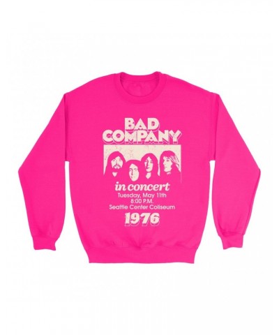 Bad Company Bright Colored Sweatshirt | Live In Concert Seattle Center 1976 Sweatshirt $10.49 Sweatshirts